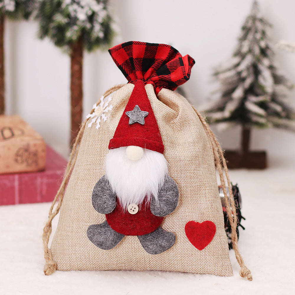 Christmas Decorations Cartoon Linen Drawstring Faceless Doll Candy Bag Forester Apple Bag Doll Gift Bag - V.I.P Digital Presence