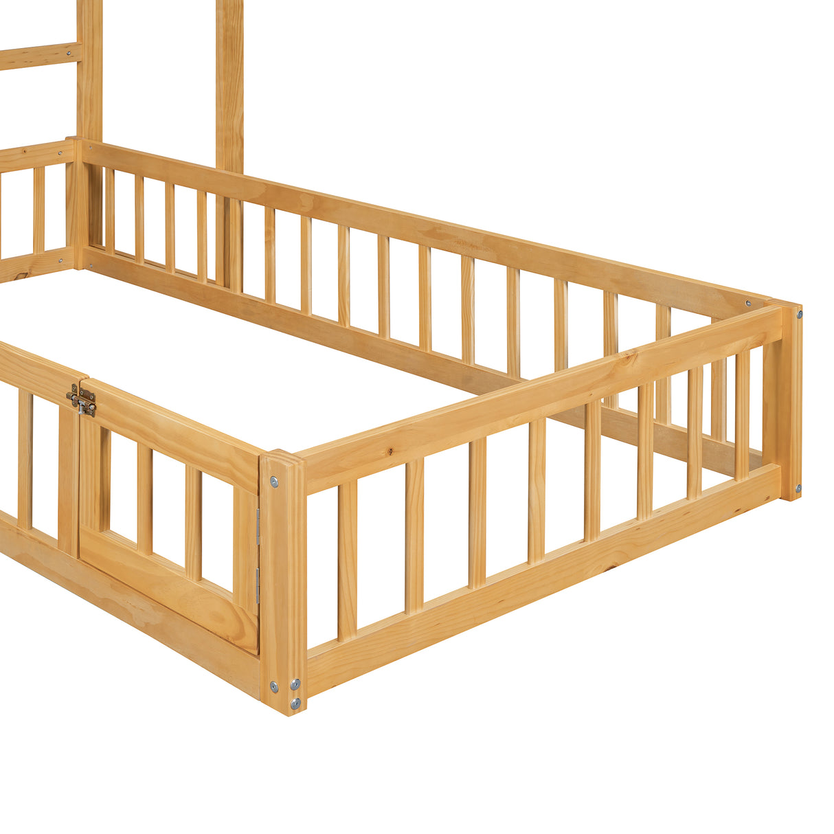 Wooden Twin Size Children's Bed with Detachable Headboard and Integrated Clothes Drying Rack, Natural - V.I.P Digital Presence