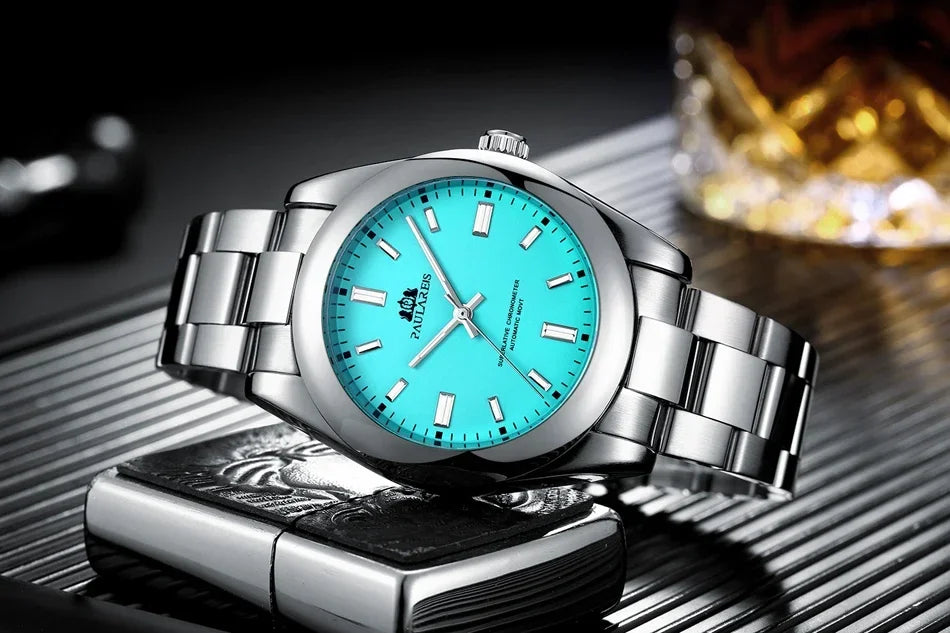 Automatic Watch for Men Mechanical Stainless Steel Luxury Red Yellow Sky Blue Green Colorful Rainbow 41mm Reloj Hombre Baratos - V.I.P Digital Presence