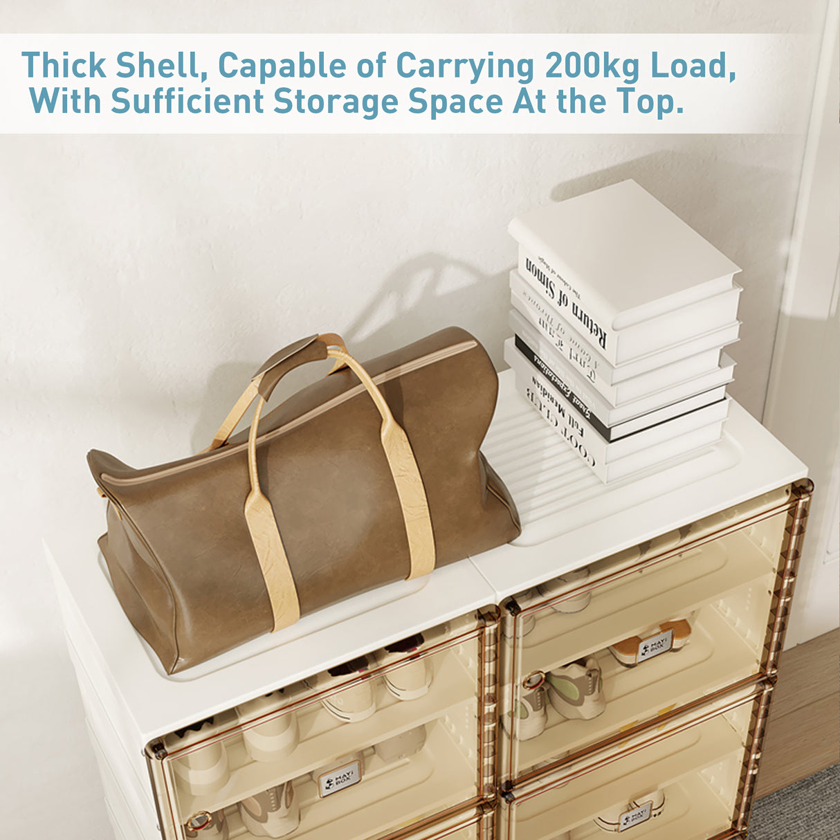 Portable Shoe cabinet Living Room,Stackable Storage Organizer Cabinet with Doors and Shelves,Shoe Box for Closet - V.I.P Digital Presence