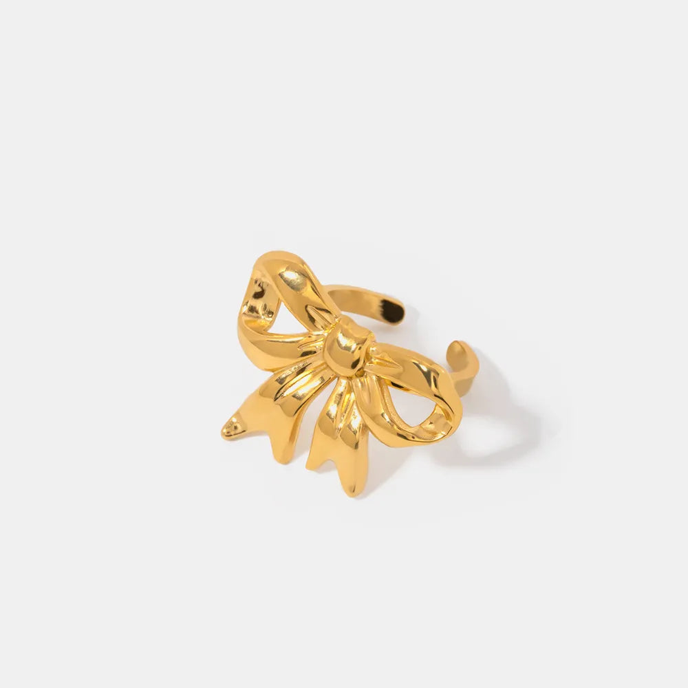 18K Gold-Plated Stainless Steel Bow Ring - V.I.P Digital Presence