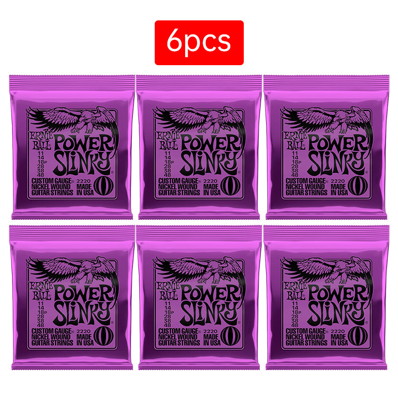 6 sets of Ernie Ball Slinky guitar strings (models 2003, 2215, 2223, 2221, nickel - wound) for electric & acoustic guitars - V.I.P Digital Presence