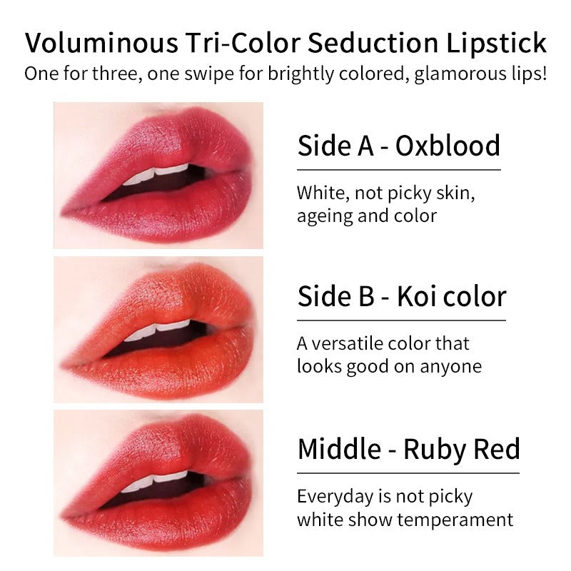 VIBELY Three-color lipstick for richness, moisturizing, non-smearing and non-sticky color-changing lipstick - V.I.P Digital Presence