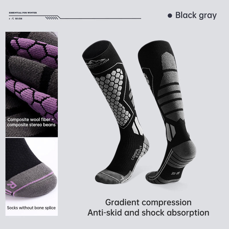 Winter ski socks men and women outdoor sports warm breathable long tube thickening pressure function calf socks - V.I.P Digital Presence