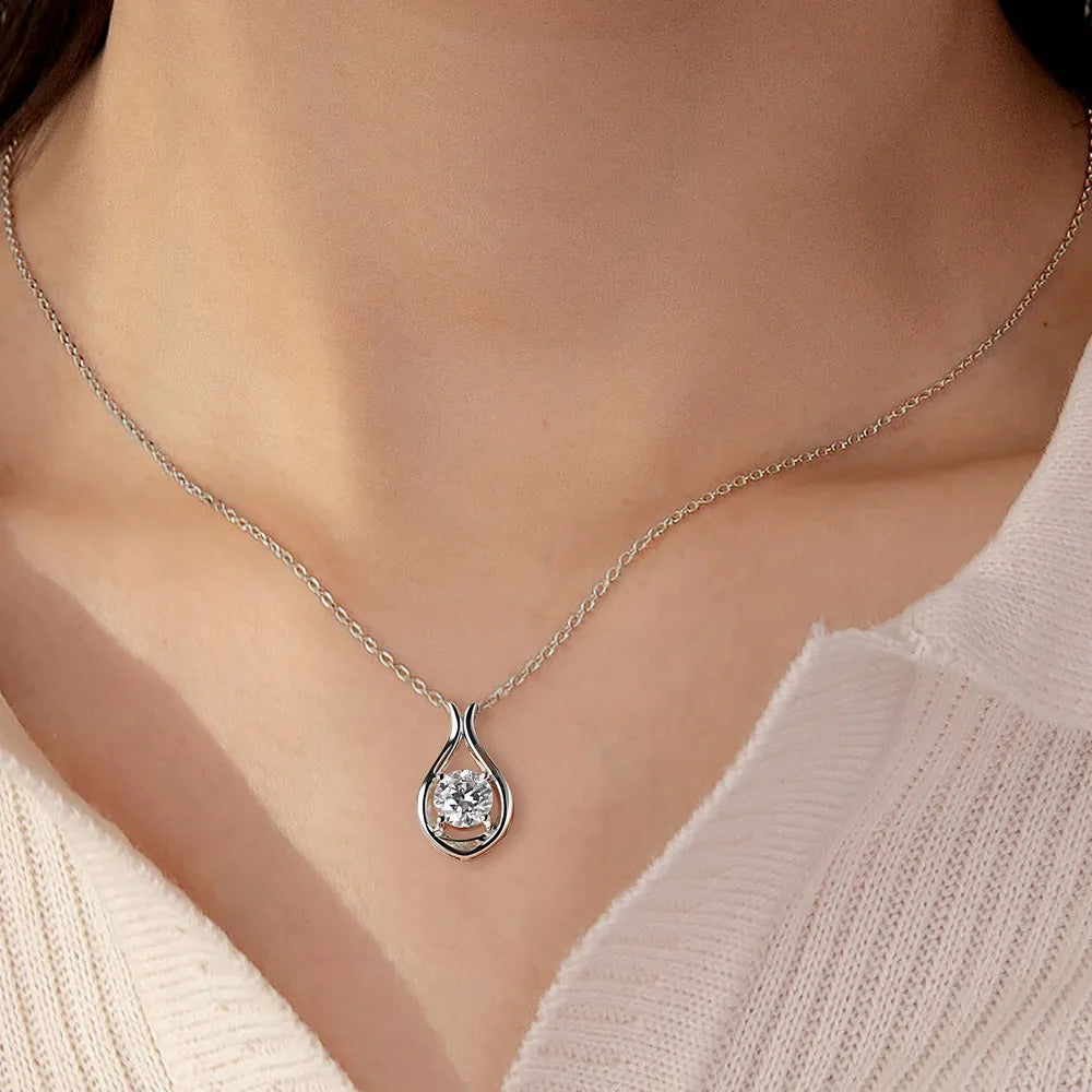 2 Carat Moissanite 925 Sterling Silver Pendant Necklace - V.I.P Digital Presence