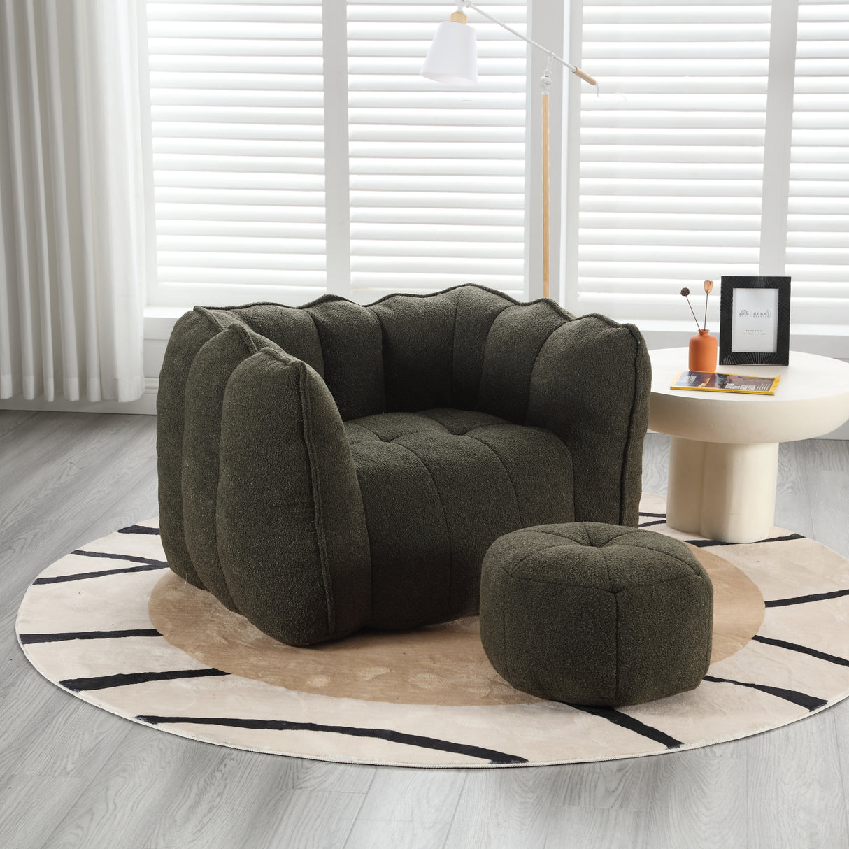 Soft Bean Bag Chair with High Resilient Foam(Chips)for living room and bedroom,Comfortable Square Lazy Sofa with Footstool - V.I.P Digital Presence