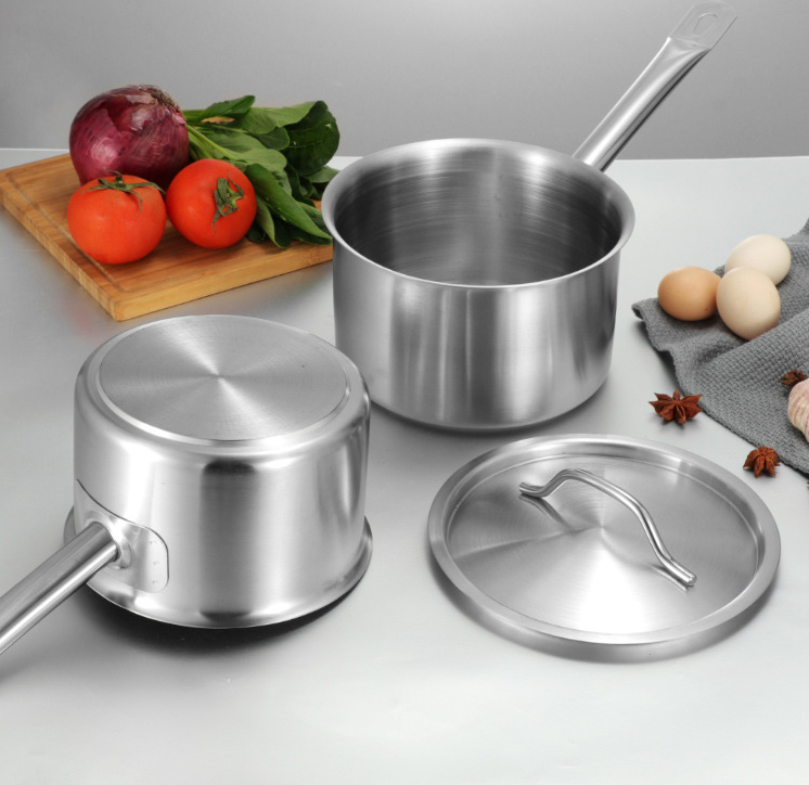 Stainless steel single handle sauce pot, double bottom milk pot, non stick pot, household sauce pot, high body, short height soup pot, smooth flat bottomed frying pan - V.I.P Digital Presence