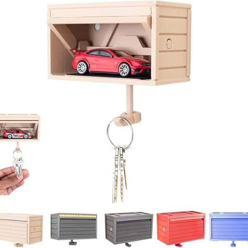 Space-saving wall wooden key holder, home key rack, garage-shaped clothes hook with opening door for hallway - V.I.P Digital Presence