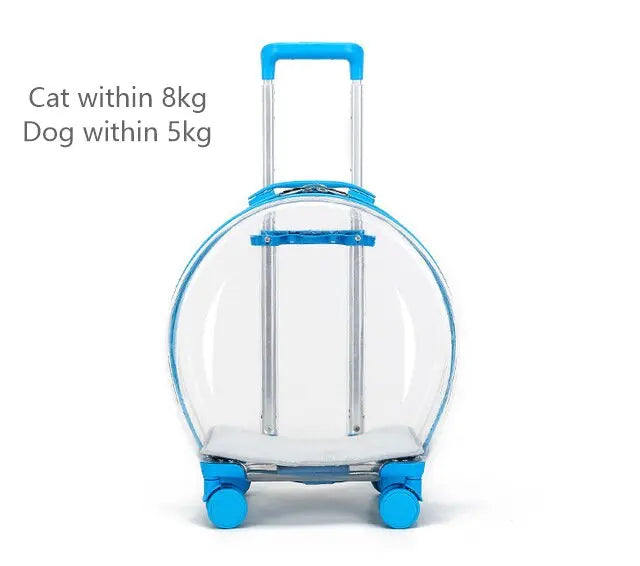 Rolling Pet Travel Trolley with Wheel, Transparent Capsule, Pink, Green, Puppies, Dogs, Cat Carriers Bag, 5-20Kg - V.I.P Digital Presence