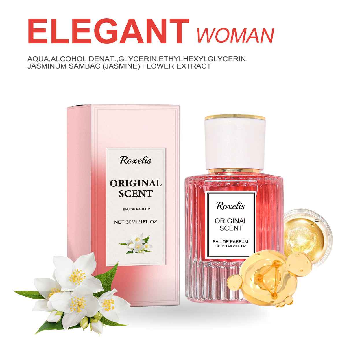 Jasmine Lady Pheromone Perfume, Wrist Behind Ear Neck Natural Long-Lasting Light Fragrance Delicate Elegance Exudes Feminine Charm - V.I.P Digital Presence
