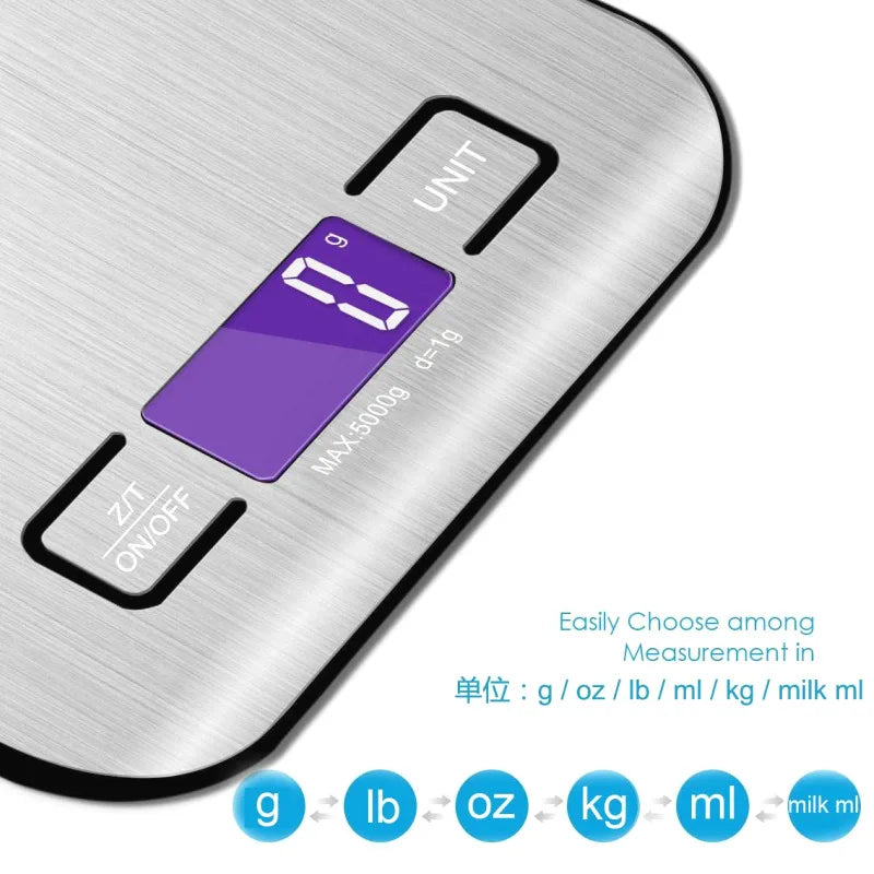 5/10KG Digital Kitchen Scale Stainless Steel Portable Kitchen Food Scale LED Display Electronic Jewelry Baking Weight Scales - V.I.P Digital Presence