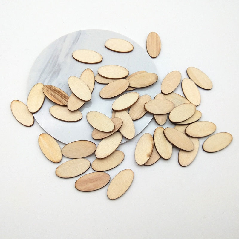 100pcs Elliptic Natural Wooden Chips Crafts For Handmade Card Diy Pattern Tag Scrapbooking Embellishment Wood Making - V.I.P Digital Presence
