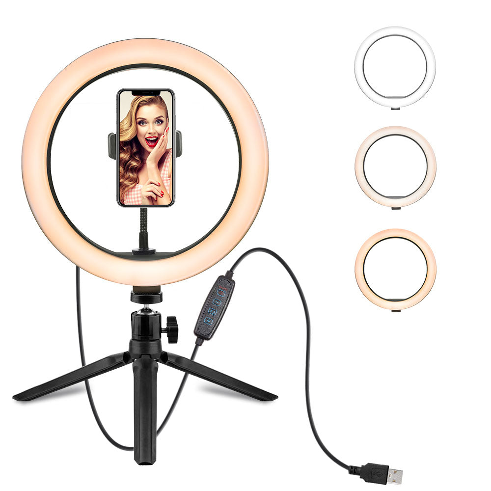 10 Inch 26CM Ring Light with Stand - Rovtop LED Camera Selfie Light Ring for iPhone Tripod and Phone Holder for Video Photography