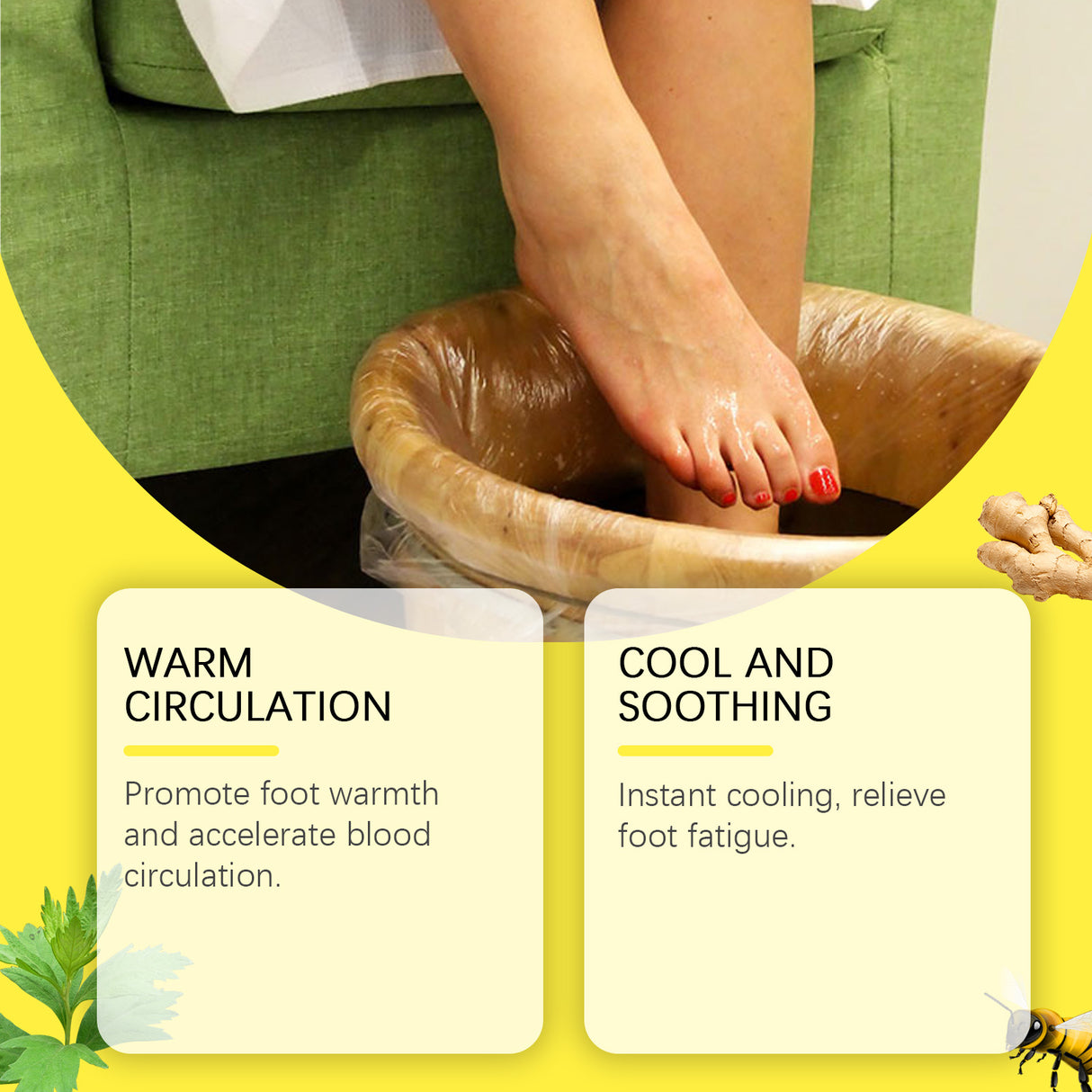 Gel para pies, esencia herbal para piernas y cintura, paquete de gel para pies.