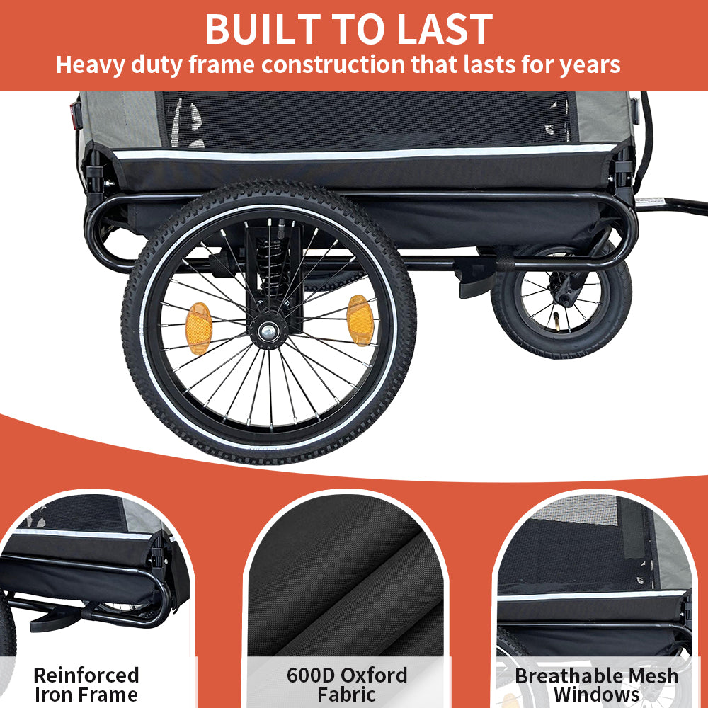 Outdoor Heavy Duty Foldable Utility Pet Stroller Dog Carriers Bicycle Trailer - V.I.P Digital Presence