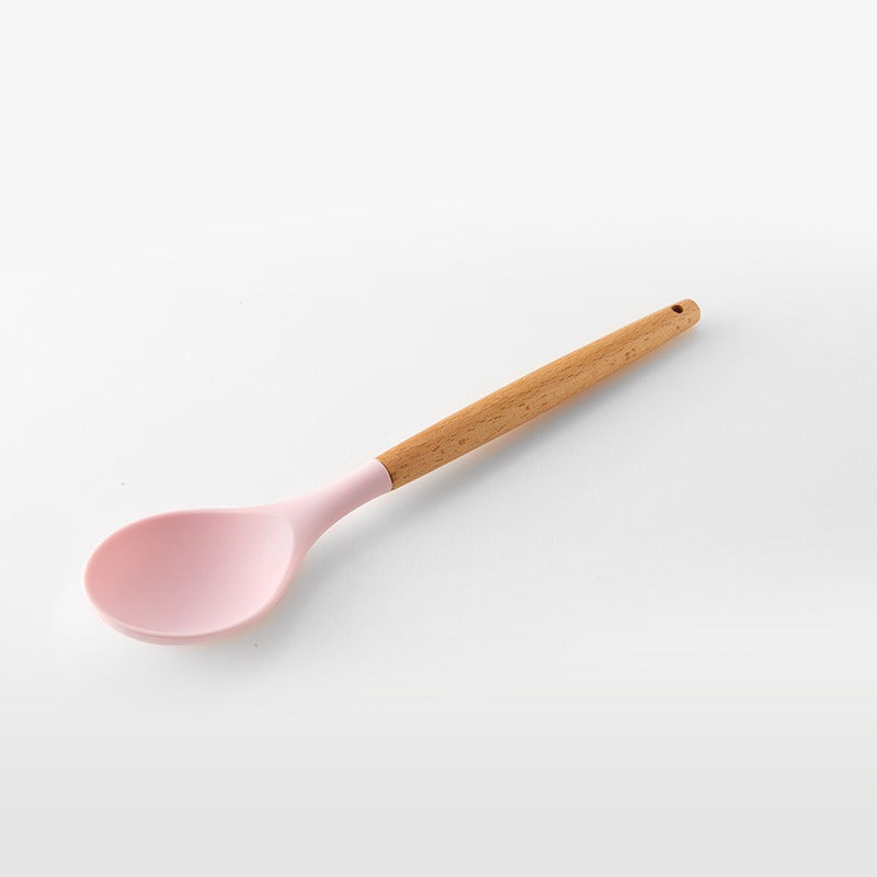 11-Piece Barreled Cooking Utensils Set With Wooden Handle Pink - V.I.P Digital Presence