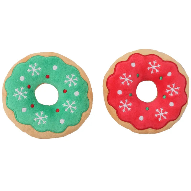 Xmas Pet Dog Plush Noise Chewing Toy Santa Elk Gingerbread Man Donut Cat Dog Christmas Series Cartoon Dog Toy Plush Squeak Toy - V.I.P Digital Presence