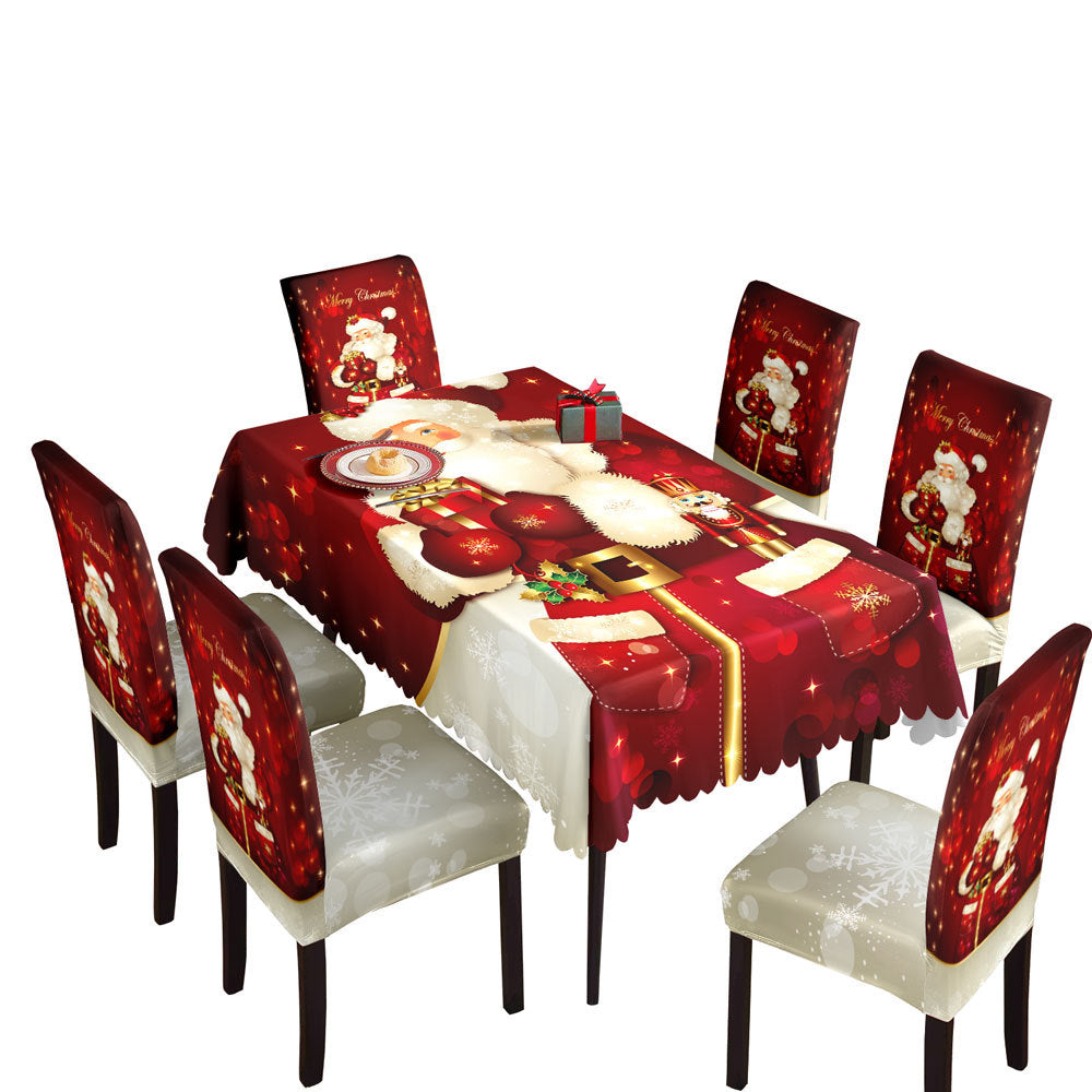Christmas tablecloth, holiday decoration, elastic chair cover, household dining table, waterproof and dustproof tablecloth, fabric decorative tablecloth - V.I.P Digital Presence