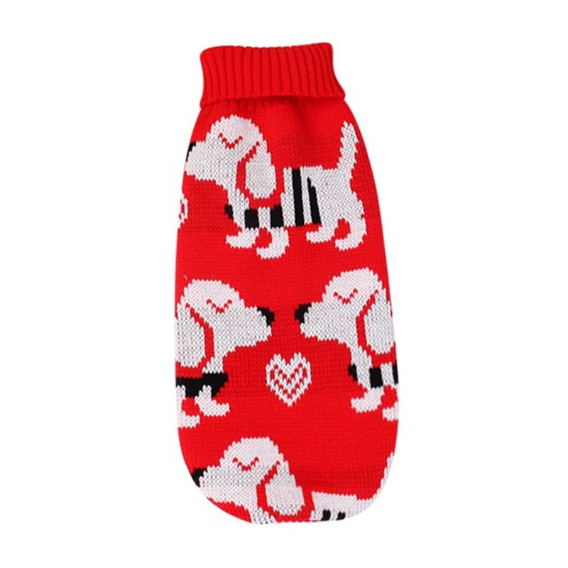 Christmas reindeer maple leaves snowflakes holiday pet clothes high necked knitted sweaters dog and cat clothing jackets - V.I.P Digital Presence