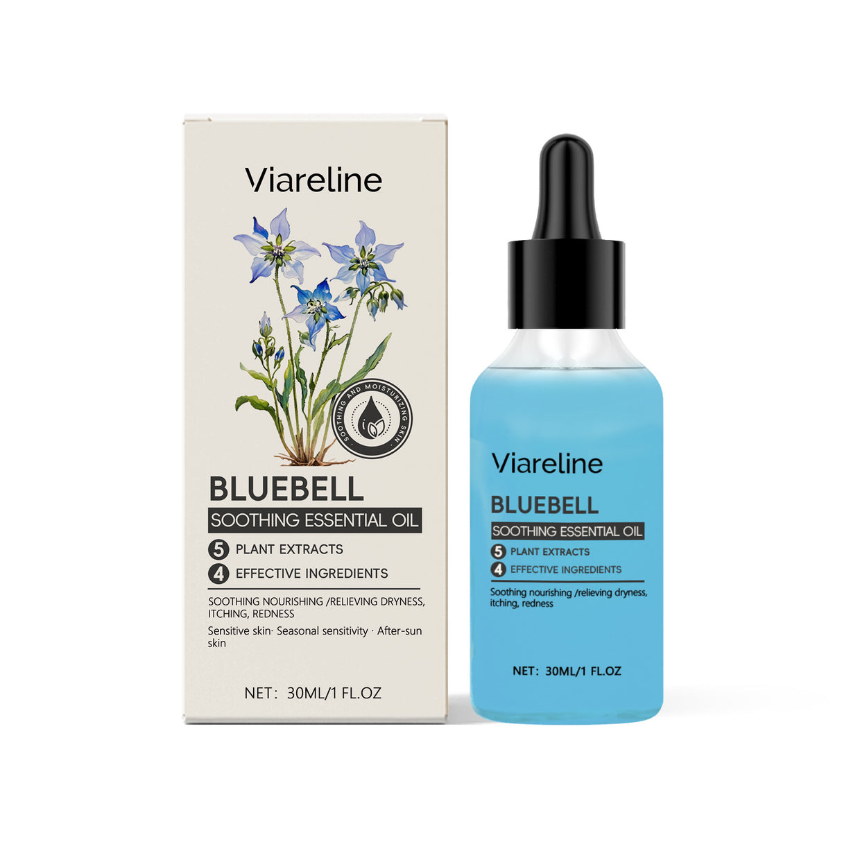 Aceite esencial calmante Blue Bell, aceite hidratante calmante para el cuidado de la piel, aceite nutritivo para el rostro.
