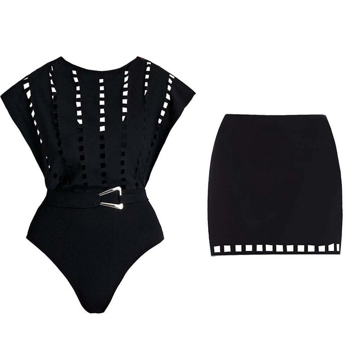 V-neck hollow sexy one-piece swimsuit women's set - V.I.P Digital Presence