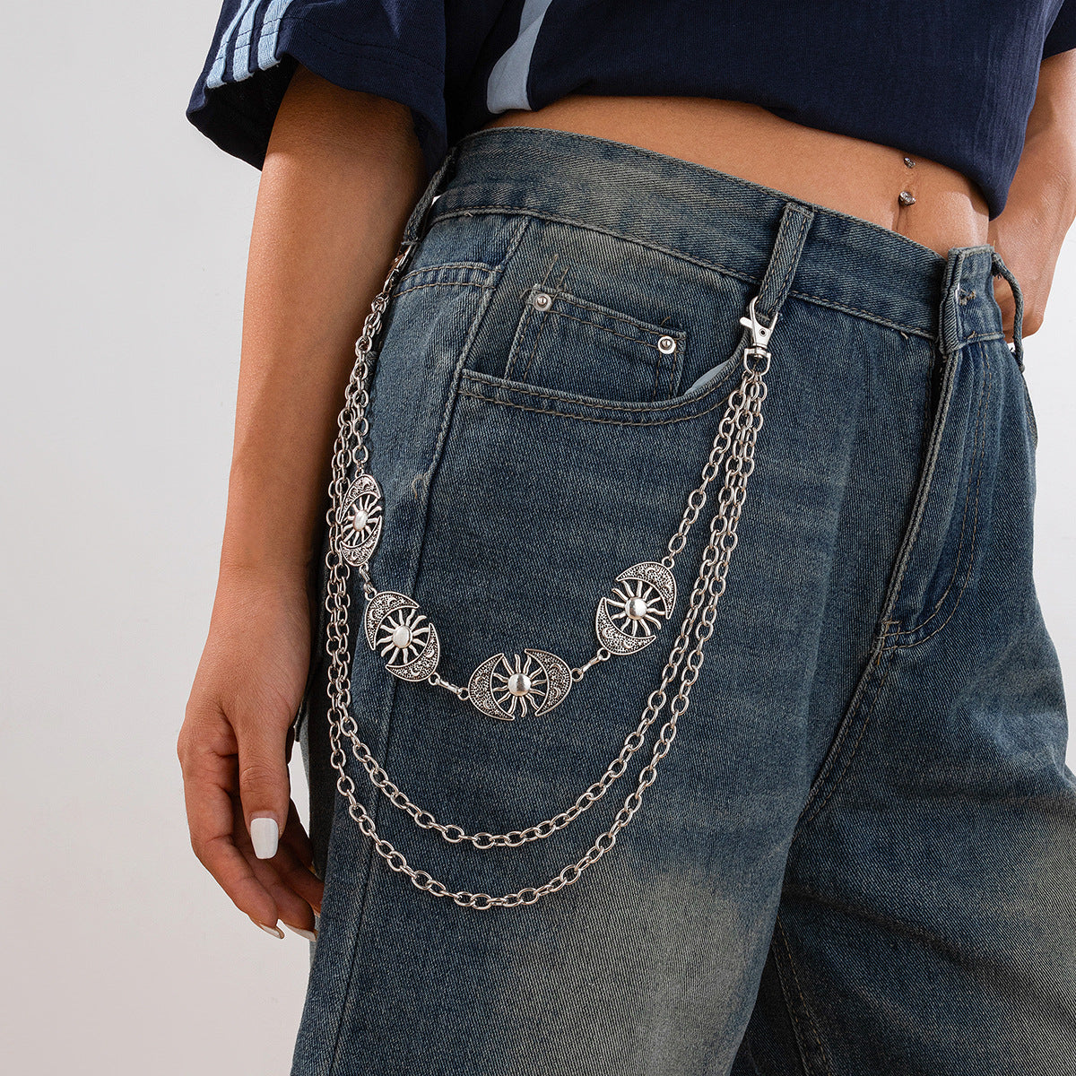 Punk style Moon Teeth Mushroom Cross Chain Pants Chain Street Fashion Multi layer Alloy Waist Chain - V.I.P Digital Presence
