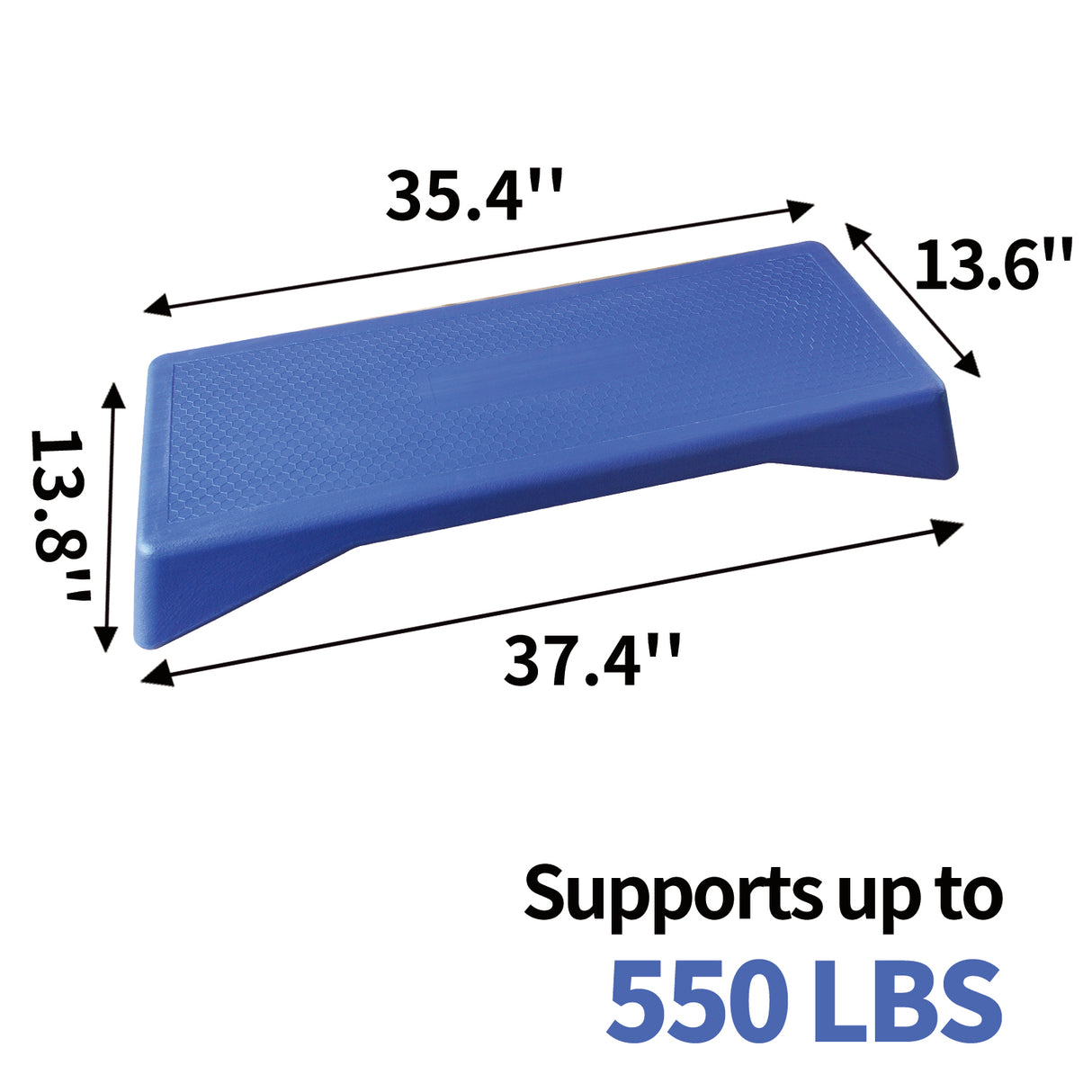 Plataforma de paso para aeróbicos, equipo de fitness de altura ajustable, plataforma de paso para ejercicios, plataforma de paso deslizante con almohadilla de elevación, color azul