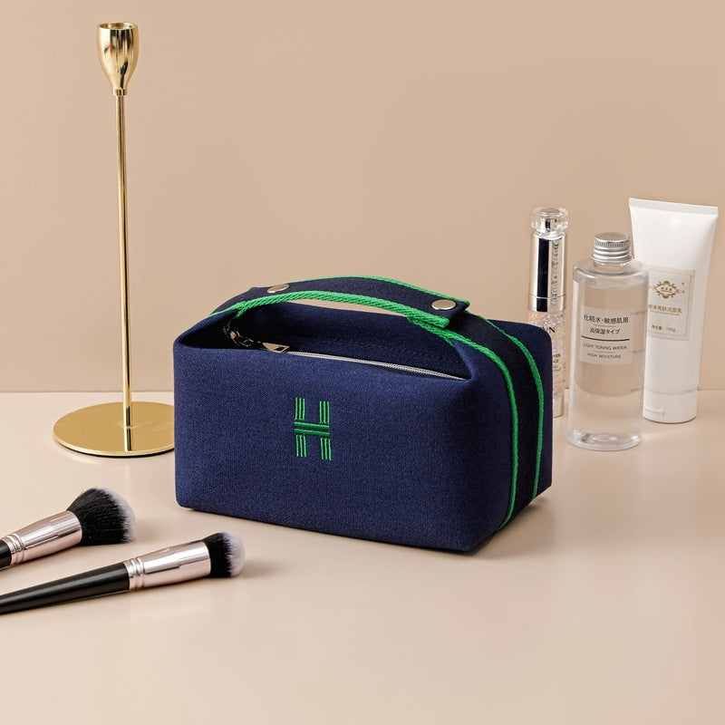 Portable premium canvas makeup bag, large capacity, washable, stylish storage for women - V.I.P Digital Presence