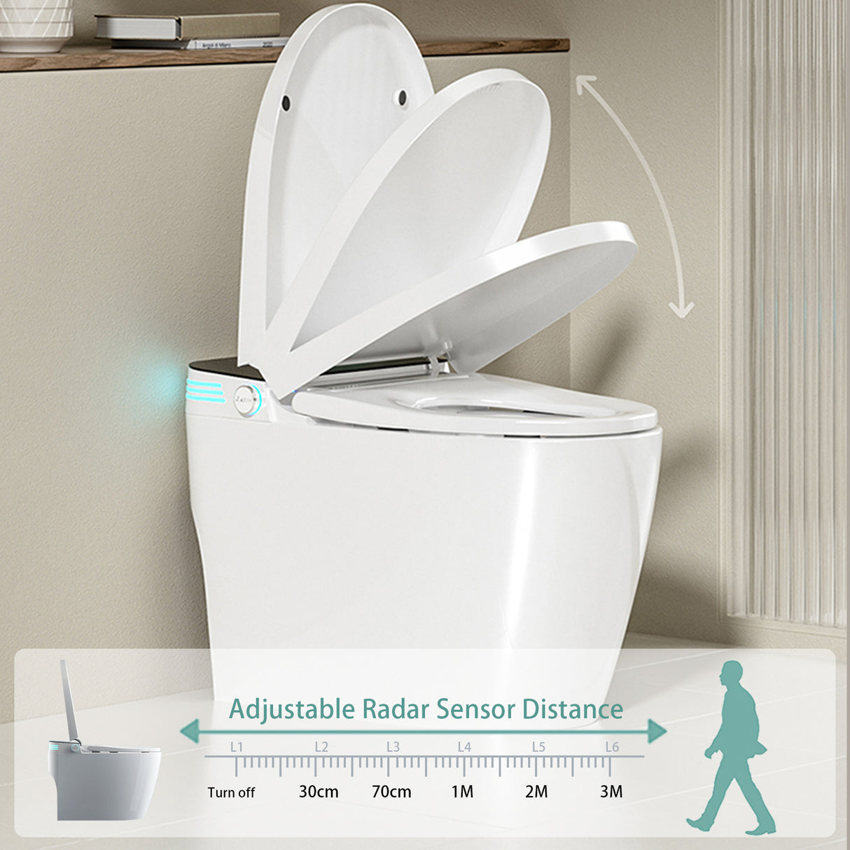 ST-GP-01 Smart Toilet with Heating, Portable Toilet with Automatic Opening and Closing, 1.28GPF Water Tank Free Toilet, White - V.I.P Digital Presence
