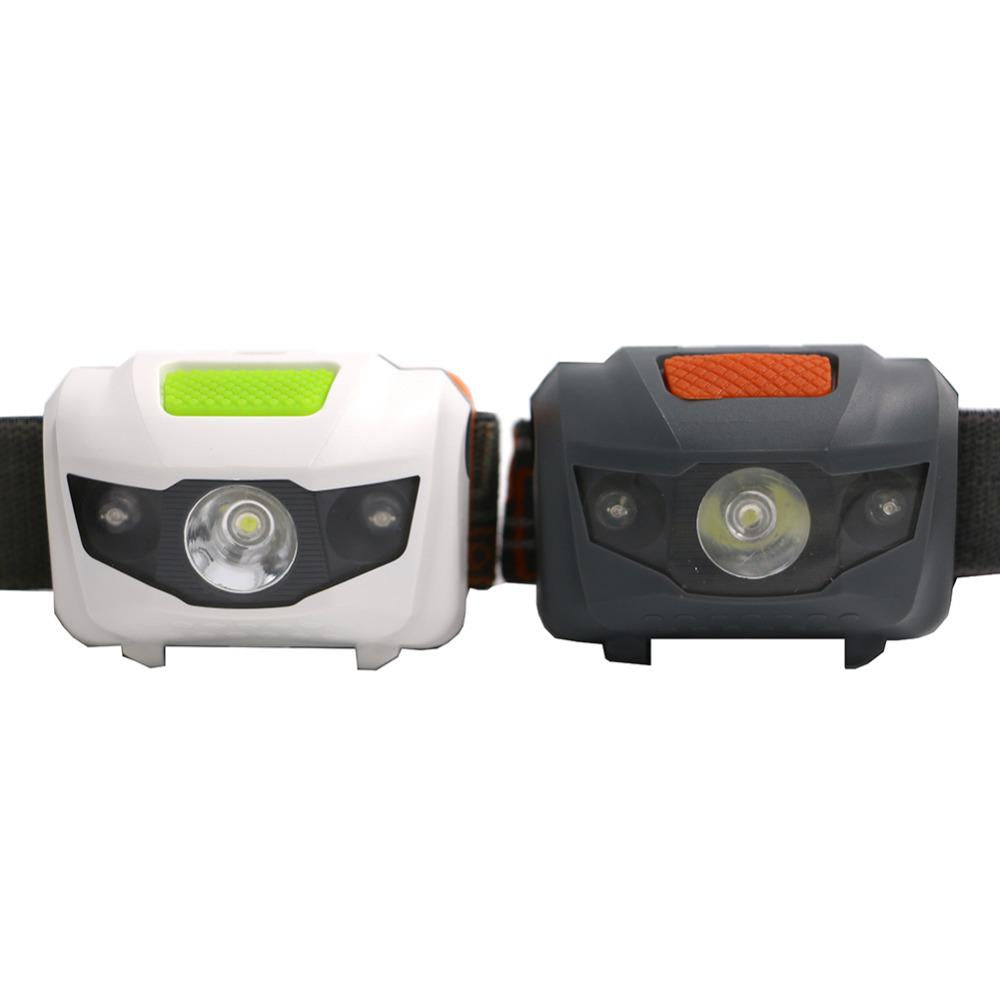 Mini linterna frontal R3 + 2 LED de 800 lúmenes, 4 modos, para exteriores, resistente al agua, funciona con pilas AAA.