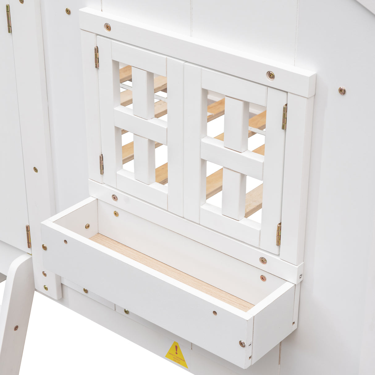 Twin over Twin House Bunk Bed with Roof , Window, Window Box, Door , with Safety Guardrails and Ladder,White - V.I.P Digital Presence