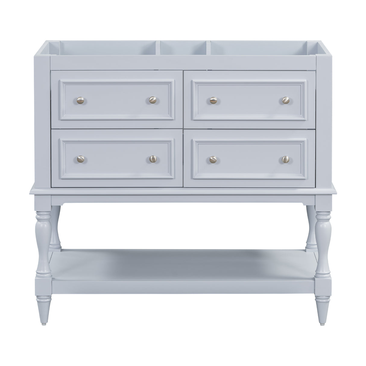 36" Bathroom Vanity Cabinet without Sink Standing Vanity Set with 4 Drawers& Soft Closing Doors Blue (NOT INCLUDE BASIN SINK) - V.I.P Digital Presence