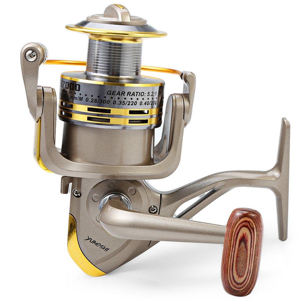Carrete de pesca giratorio YUMOSHI 8 BB con relación de pesca 5,1:1, serie 1000-7000, con manivela y dirección de carpas