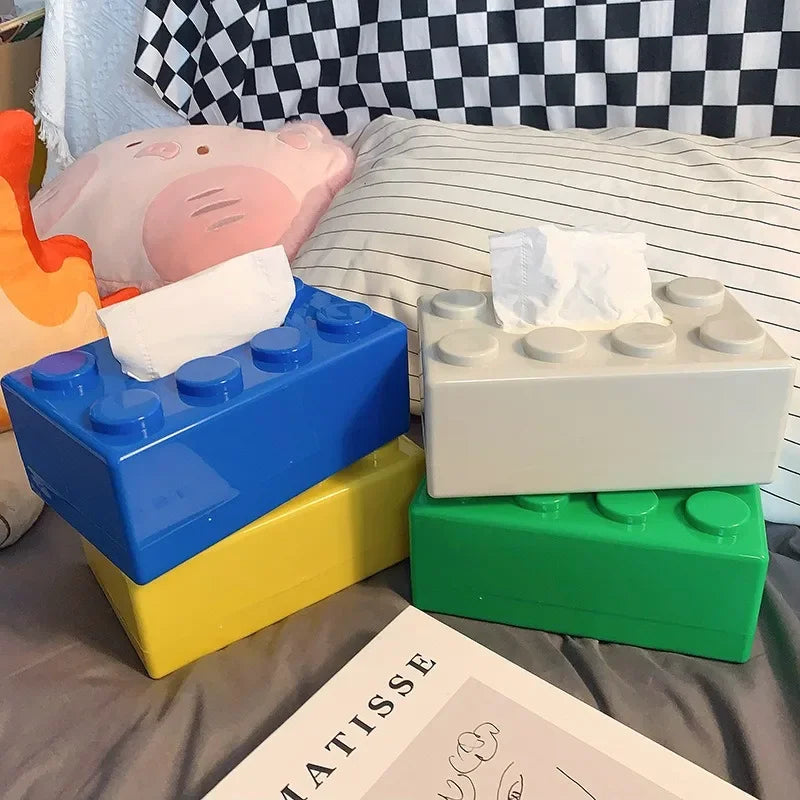 ABS Building Block Shaped Tissue Box Wall-mounted Creative Face Towel Box Organizer Perforation-free Removable - V.I.P Digital Presence