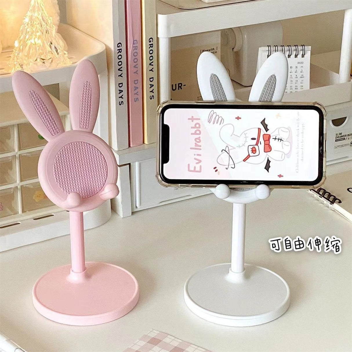 Soporte para teléfono móvil de escritorio con diseño de conejito de dibujos animados, ideal para estudiantes y personas perezosas.