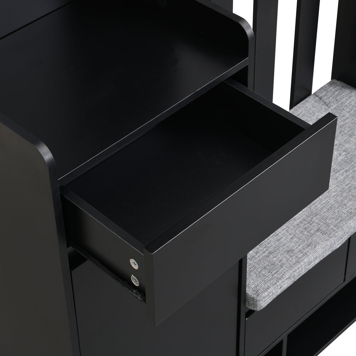 39.3'W70.8'H multifunctional corridor shoe cabinet with soft padded nail board and black hanger with entrance hook - V.I.P Digital Presence