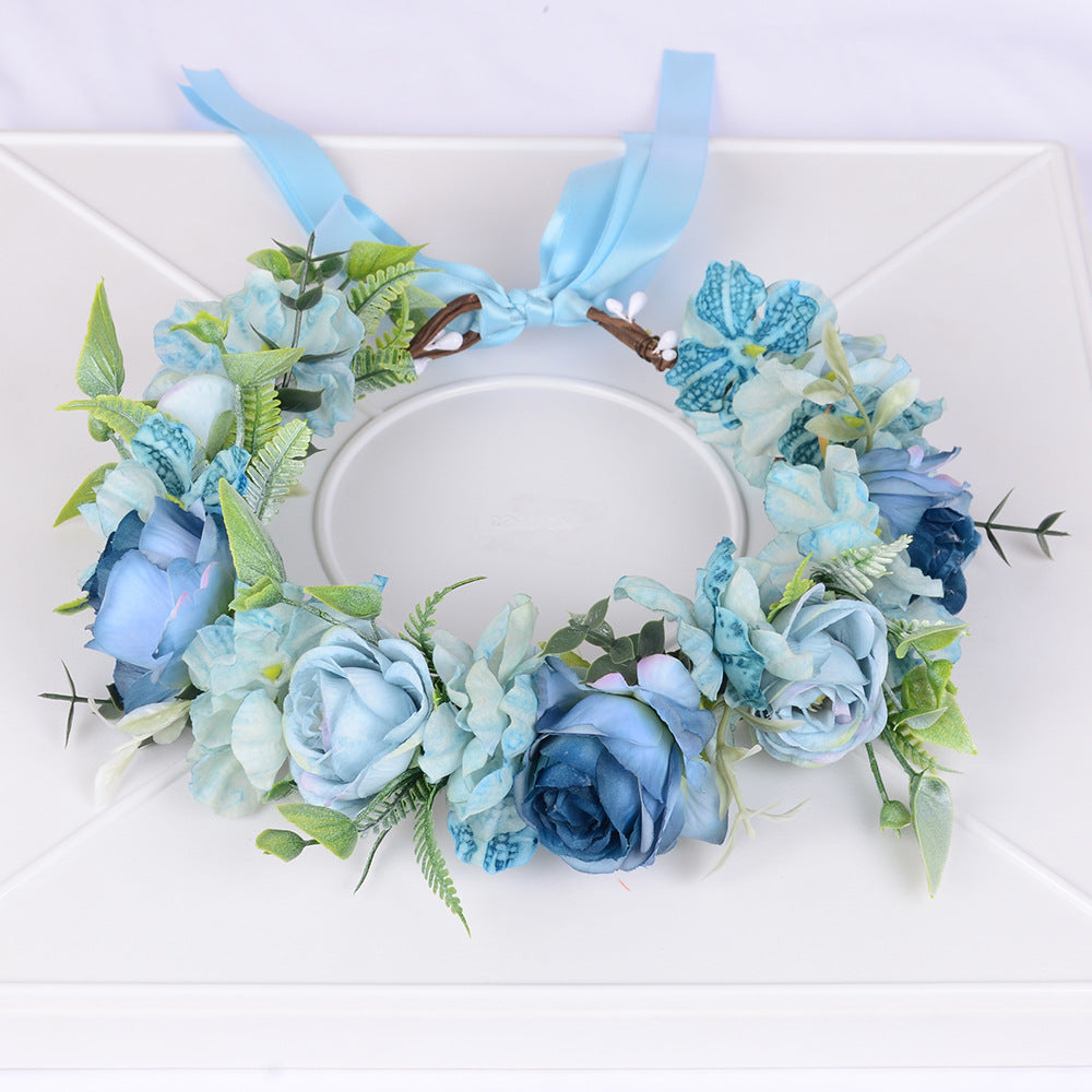 Mori series dried flower wreath bridal headdress crown hairdress wedding accessories Beach Resort studio props - V.I.P Digital Presence