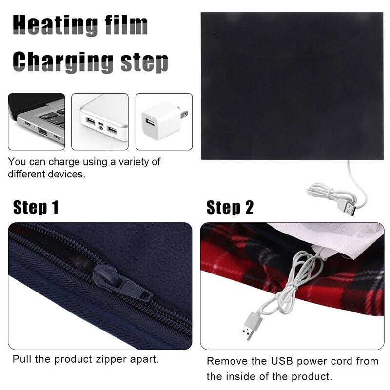 Manta calefactora eléctrica portátil con USB para coche, oficina, invierno, hogar, bebé, poliéster, 88 x 65 cm
