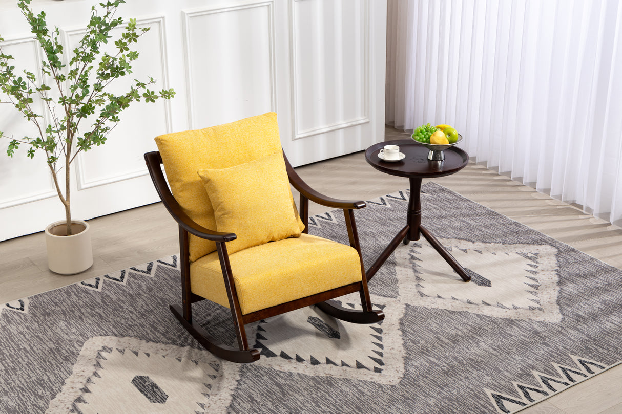 woven fabric Mid Century Modern Accent Chairs Comfy Upholstered Glider Arm Chair with Solid Wood for Living Room Bedroom Balcony - V.I.P Digital Presence