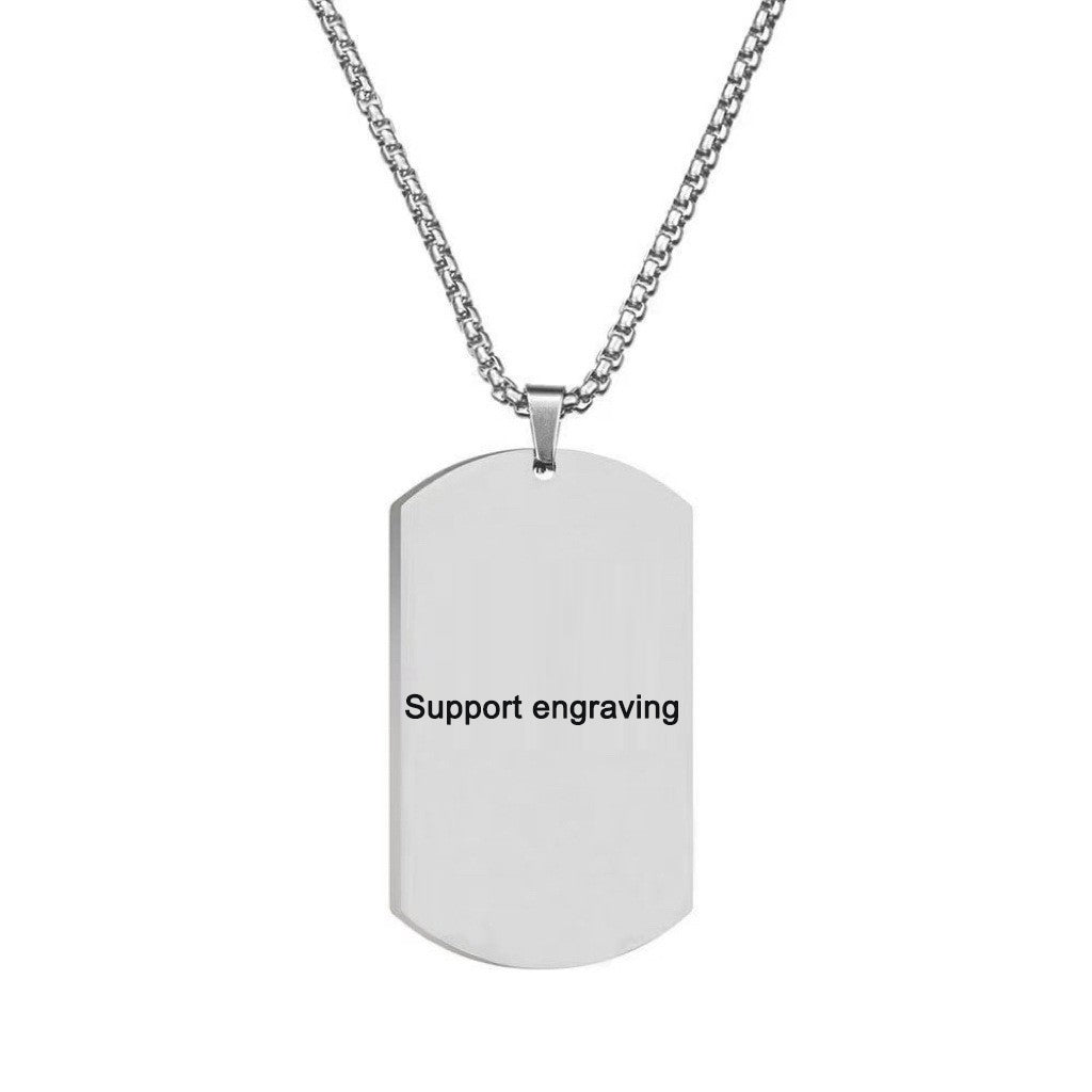 European and American high-end stainless steel military brand necklace engraved pendant jewelry - V.I.P Digital Presence