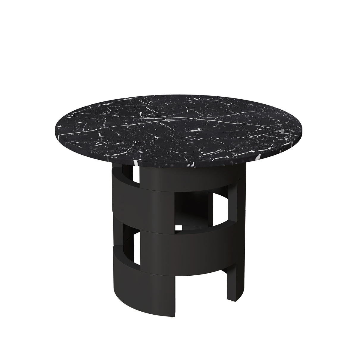 42.12"Modern Round Dining Table with Printed Black Marble Table Top for Dining Room - V.I.P Digital Presence