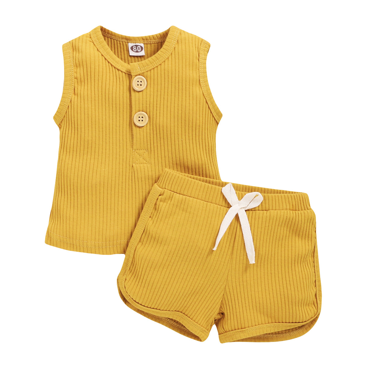 Baby Clothes Set Toddler Boys Girls Solid Sleeveless Button Vest Tops+shorts Outfits Set roupa bebes menina newborn clothes - V.I.P Digital Presence