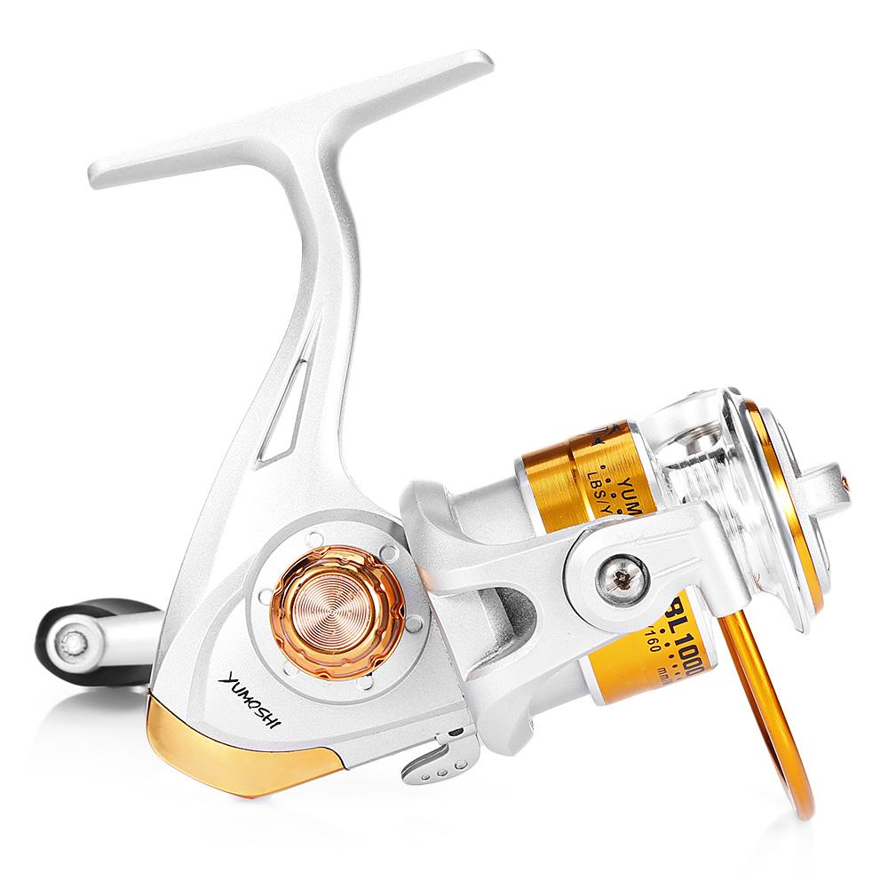 Carrete de pesca giratorio de metal ligero YUMOSHI 12BB 5.5:1
