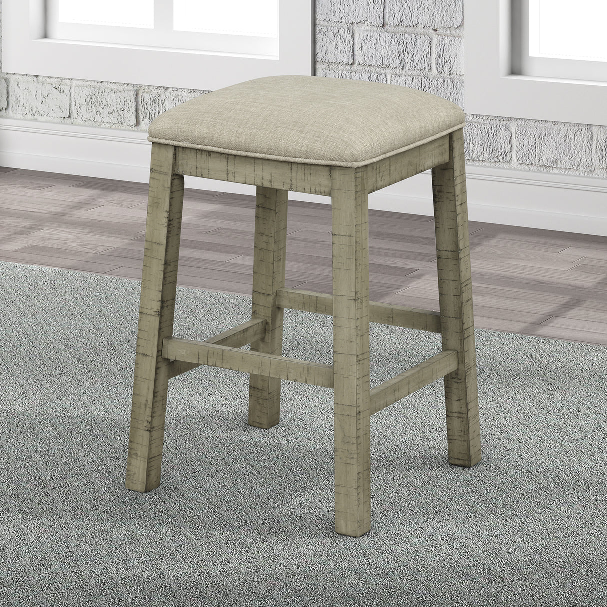 TOPMAX 4 Pieces Counter Height Table with Fabric Padded Stools,Rustic Bar Dining Set with Socket,Gray Green - V.I.P Digital Presence