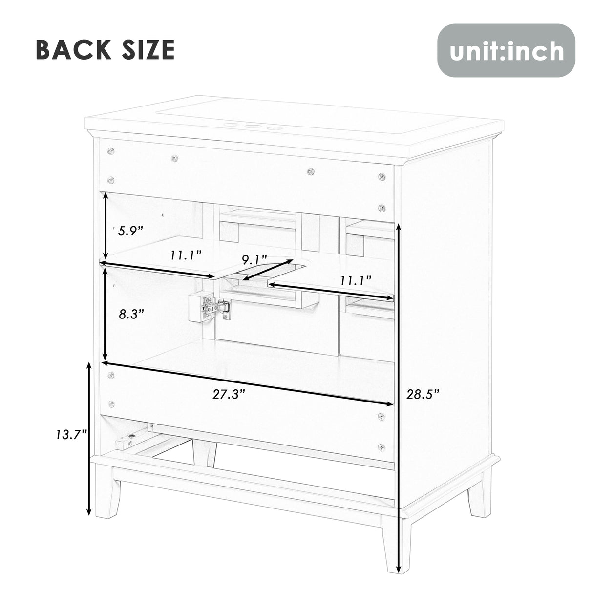 30inchgrey Bathroom Vanity with Sink ComboMulti-functional Bathroom Cabinet with Doors and Drawer Solid Frame and MDF Board - V.I.P Digital Presence