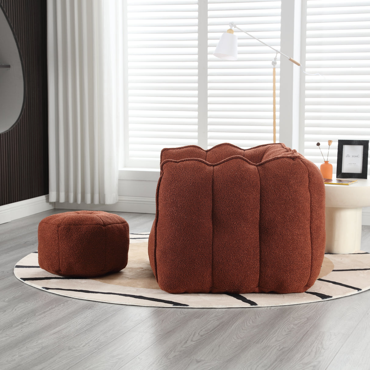Soft Bean Bag Chair with High Resilient Foam(Chips)for living room and bedroom Comfortable Square Lazy Sofa with Footstool - V.I.P Digital Presence