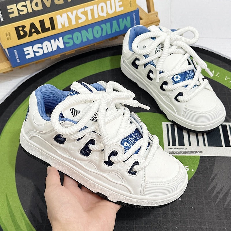 National trendy white shoes for men niche trendy thick soled sports sneakers for women - V.I.P Digital Presence