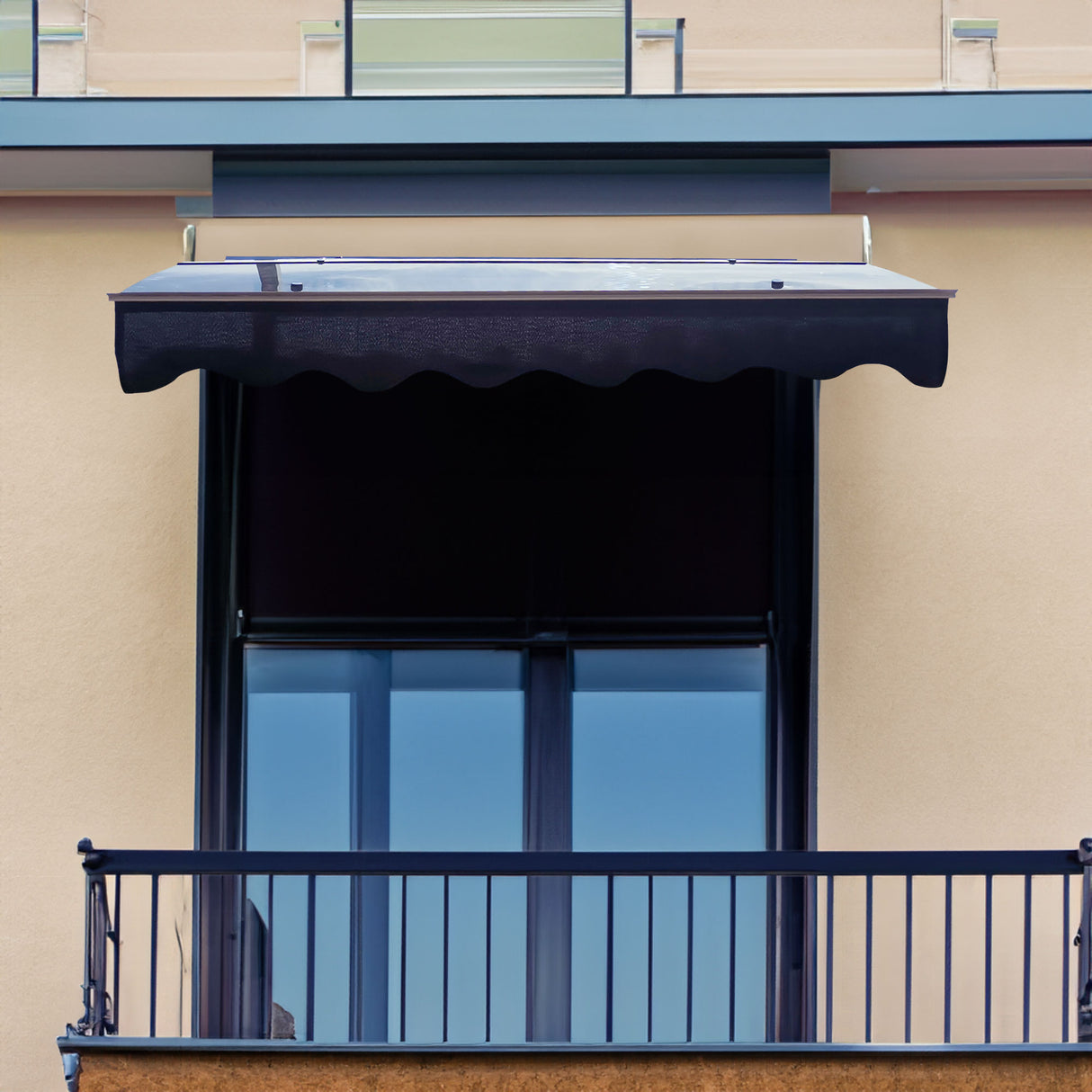 DA5934W Series Door Window Awning Canopy Made of 0.137 Inch Thick Crystal Solid Polycarbonate Sheet in size of 59" Wide x 34" - V.I.P Digital Presence