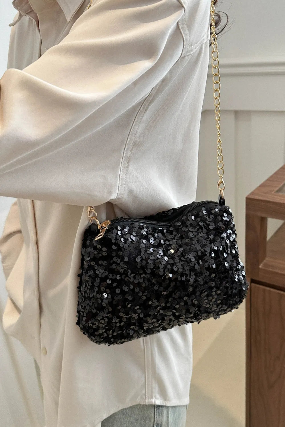 Sequin Removable Strap Shoulder Bag - V.I.P Digital Presence