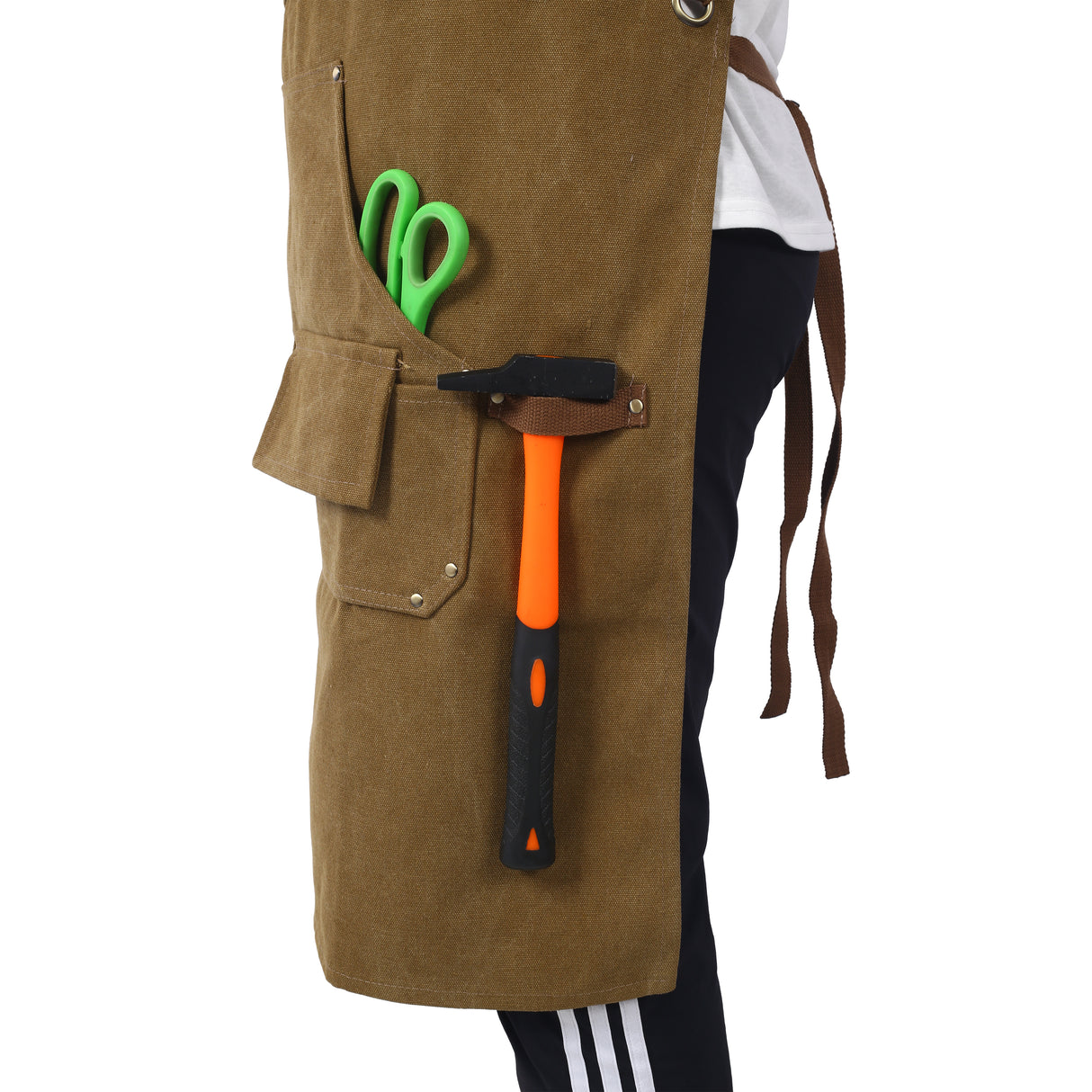 Long heavy-duty canvas tool apron, carpenter apron, carpenter 16 ounces, fully adjustable, no need for waxing - V.I.P Digital Presence